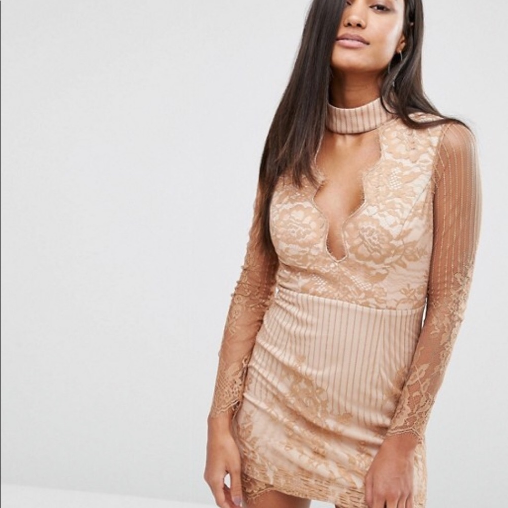 ASOS Love Triangle Lace Front Mini Dress w Choker